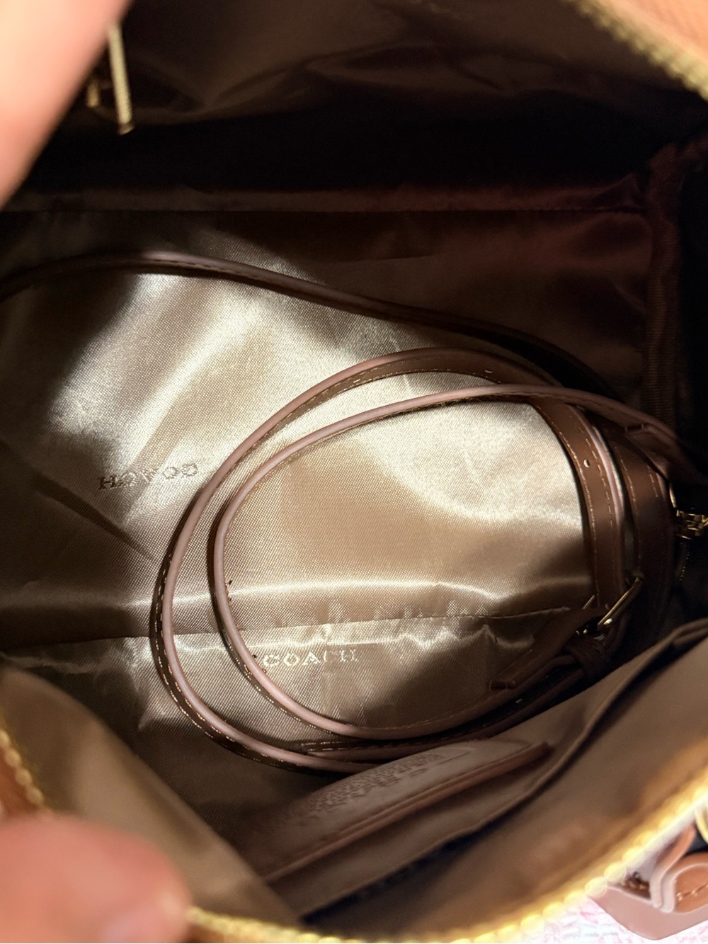 Shell-Print Satchel with Brown Trim - Picture 11 of 13